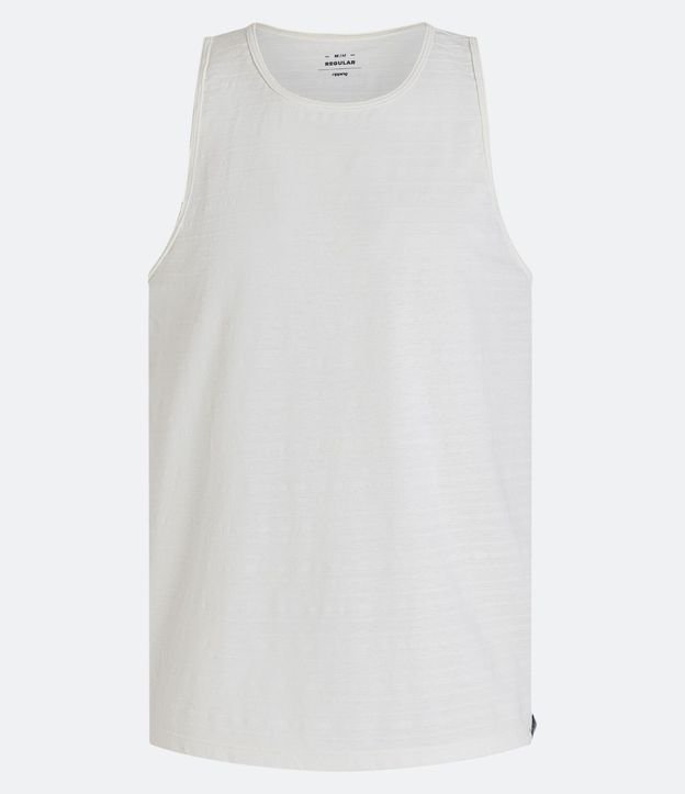Musculosa Regular en Algodón con Textura Rayada y Etiqueta 6