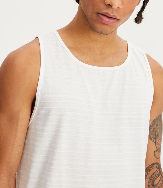 Musculosa Regular en Algodón con Textura Rayada y Etiqueta 4