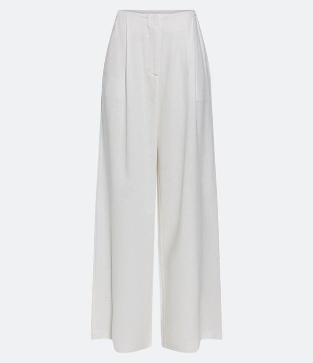 Pantalón Pantalona en Lino con Pliegues y Bolsillos 6