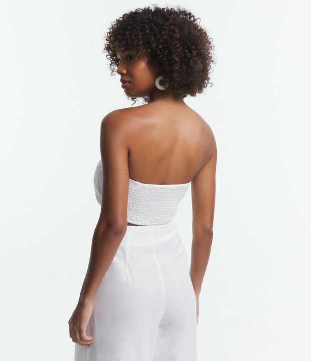 Top Cropped en Lino sin Breteles con Pliegues Superpuestos 4