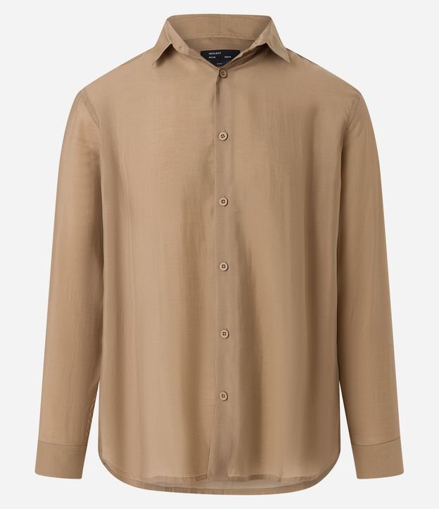Camisa Slim en Liocel con Cuello Inglés y Textura