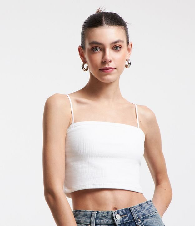 Blusa Cropped de Tirantes en Rib Texturizada 5
