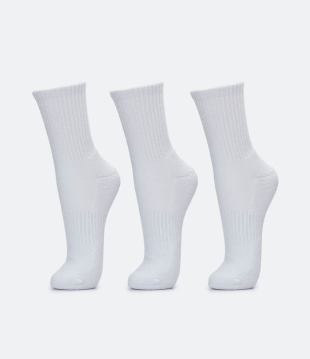 Kit 03 Pares Medias Caña Larga Deportiva con Suela Toalla