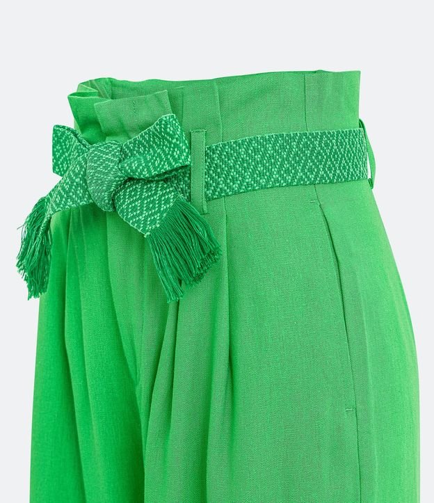 Pantalón Pantalona en Lino con Cinturón Bordado 2