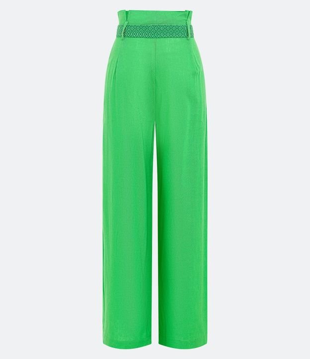 Pantalón Pantalona en Lino con Cinturón Bordado 3