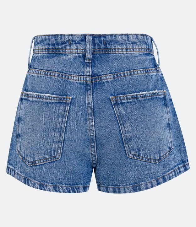 Short Pollera en Jeans Tiro Alto con Bolsillos Deshilachados 8
