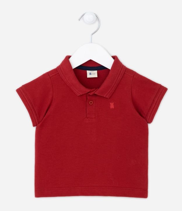 Polo Básica Infantil con Bordado de Osito en el Pecho - Talle 3 a 18 meses