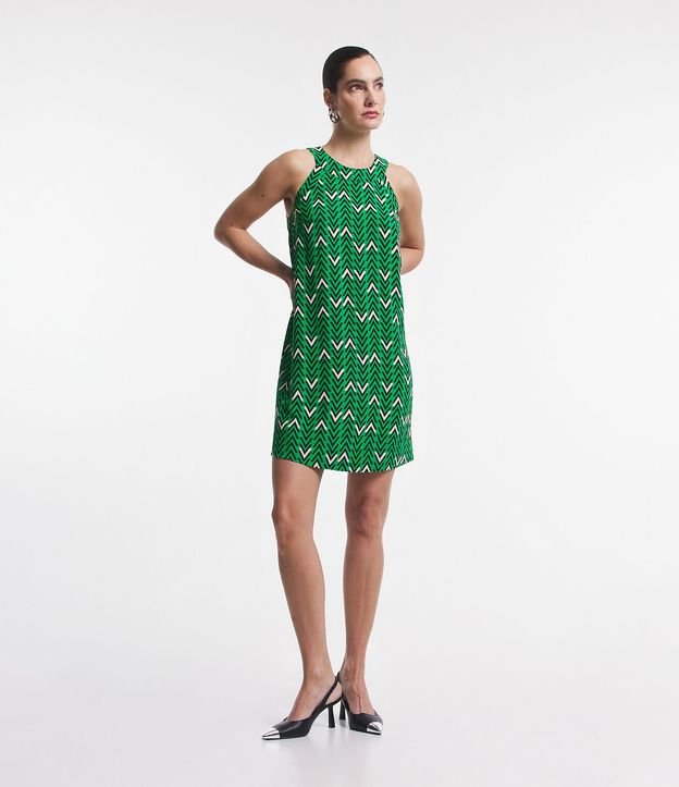Vestido Corto sin Manga Airflow con Pespuntes y Estampa Geométrica 2