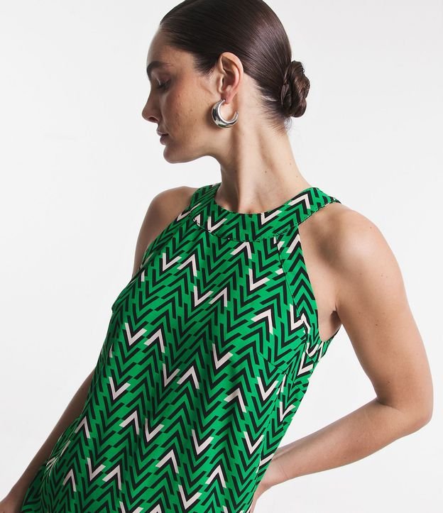 Vestido Corto sin Manga Airflow con Pespuntes y Estampa Geométrica 4