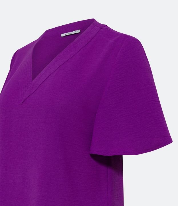 Blusa Manga Corta Texturizada con Costura Aparente en el Cuello V 6