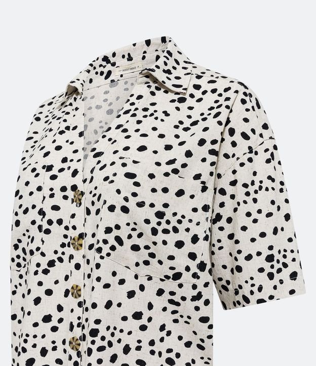 Camisa Manga Corta en Viscolino Estampado de Lunares 2