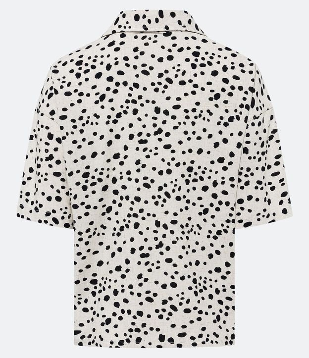 Camisa Manga Corta en Viscolino Estampado de Lunares 3