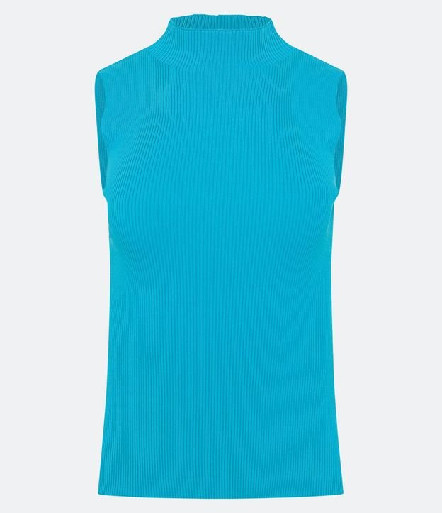 Blusa Musculosa Básica de Punto con Cuello Alto