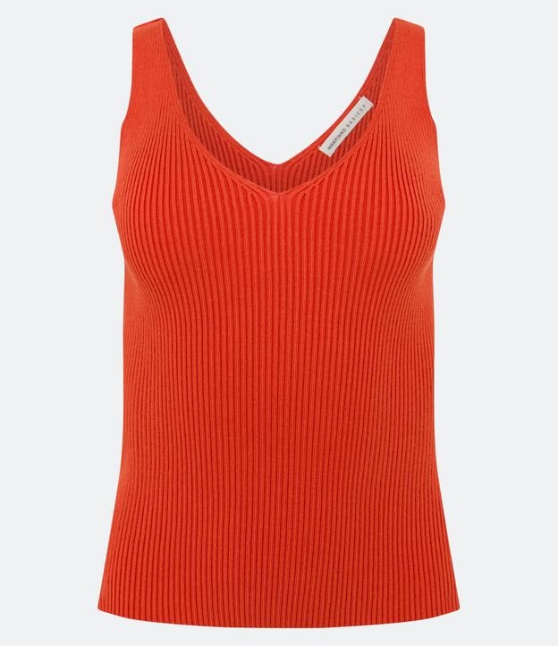 Blusa Musculosa en Punto Acanalado con Escote V 6