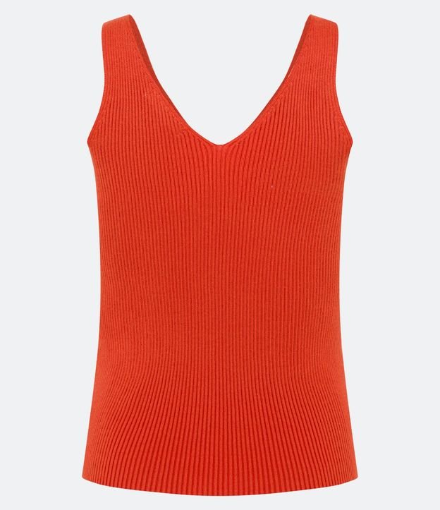 Blusa Musculosa en Punto Acanalado con Escote V 8