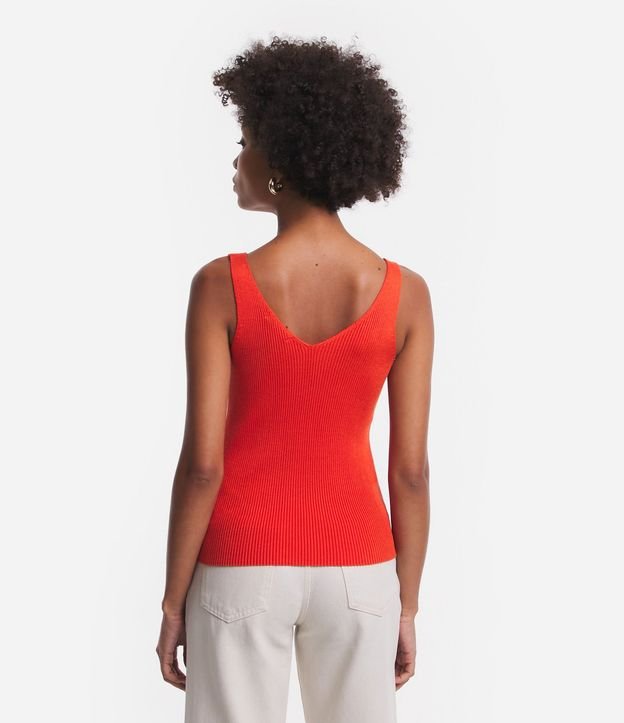 Blusa Musculosa en Punto Acanalado con Escote V 5