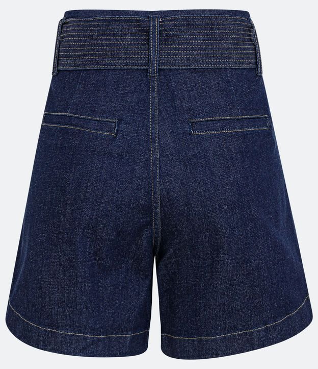 Short Mom en Jeans con Elastano y Cinturón con Pespuntes