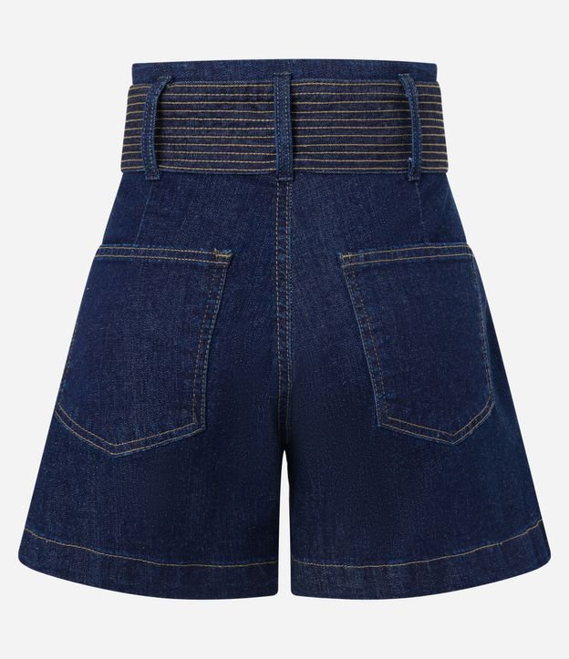Short Mom en Jeans con Elastano y Cinturón con Pespuntes 8
