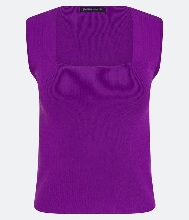 Blusa Cropped en Punto con Escote Cuadrado 5