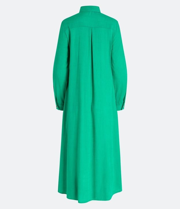 Vestido Chemise Alargado en Viscolino con Botones Contrastantes 7