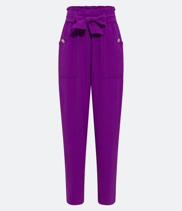 Pantalón Pantacourt Texturizado con Cinturón de Tela Pespuntado 5