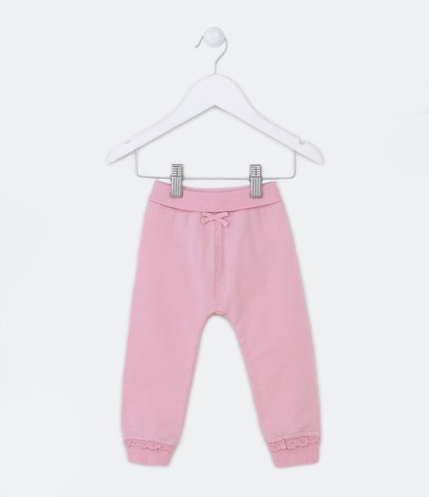 Pantalones Infantiles con Cintura Doblada y Lazo Aplicado - Talle RN a 18 meses 2