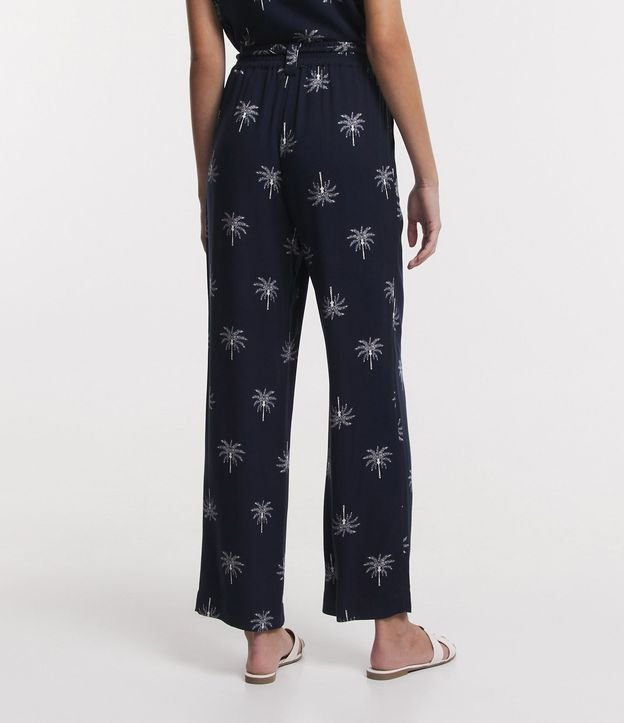 Pantalón Recto en Viscosa Twill con Cintura Mediana y Estampada de Cocoteros 3