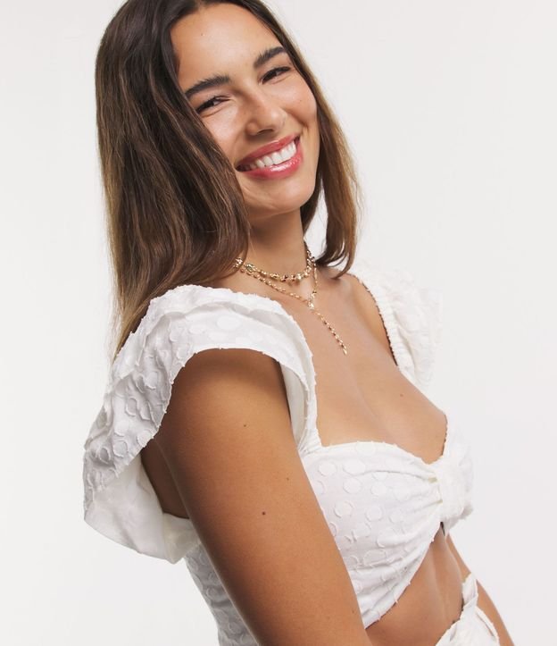 Top con Textura de Lunares y Nudo Delantero 4