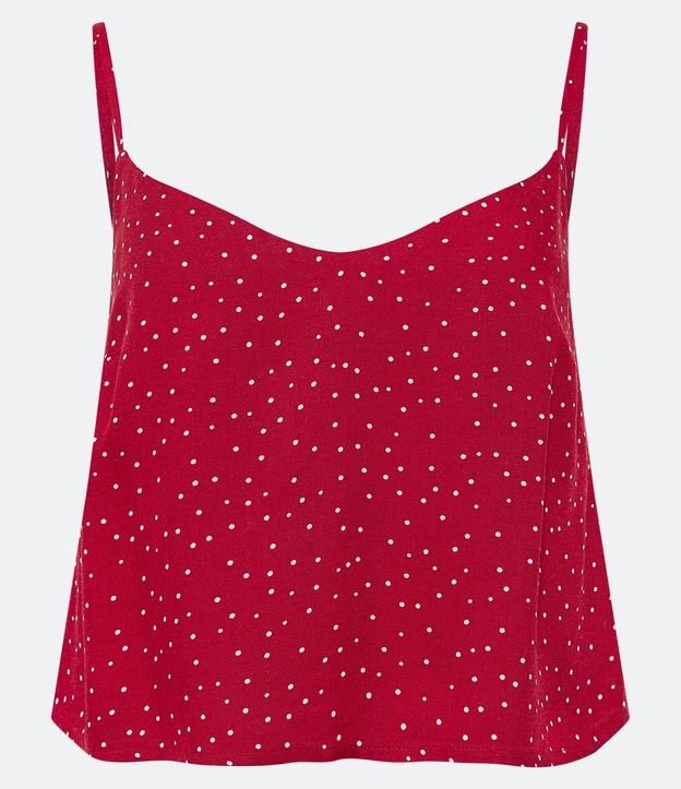 Blusa Ancha de Tirantes en Viscosa con Estampado de Lunares