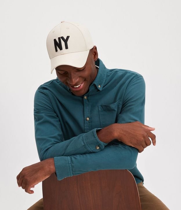 Gorra Ala Curva de Algodón Bordado New York