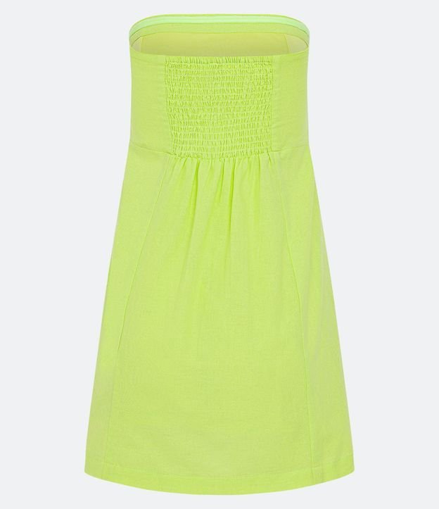 Vestido Corto en Lino con Bolsillos y Bordado Tropical 6