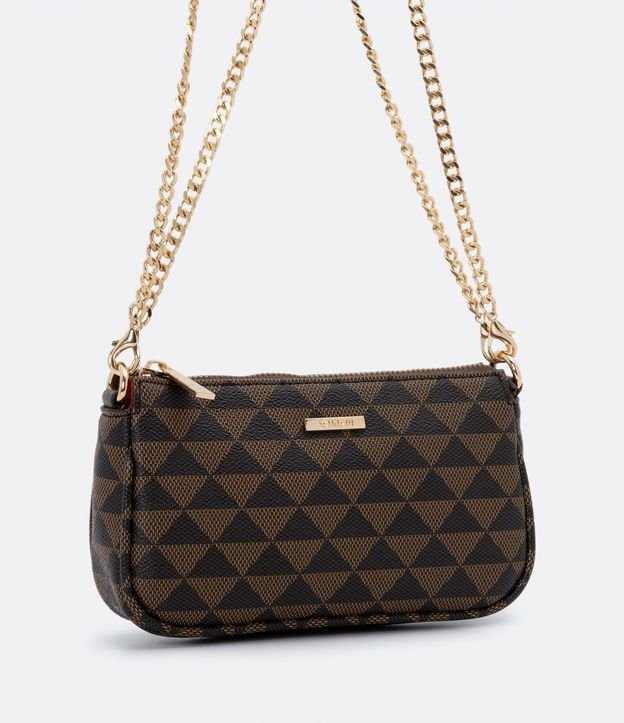 Bolsa Transversal en PU con Estampa Triángulo y Breteles en Cadena 8