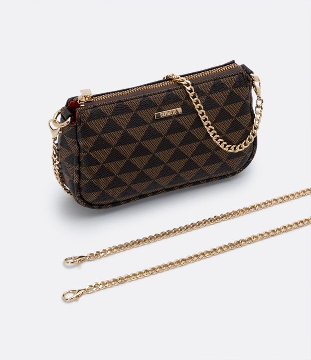 Bolsa Transversal en PU con Estampa Triángulo y Breteles en Cadena 6