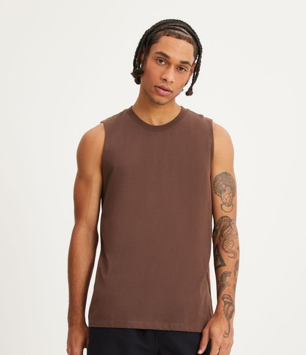 Musculosa en Algodón con Cuello Redondo y Tag en el Bajo 1