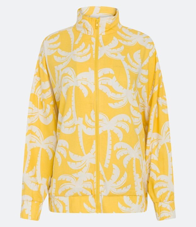 Campera Alargada en Lino con Estampado de Cocoteros