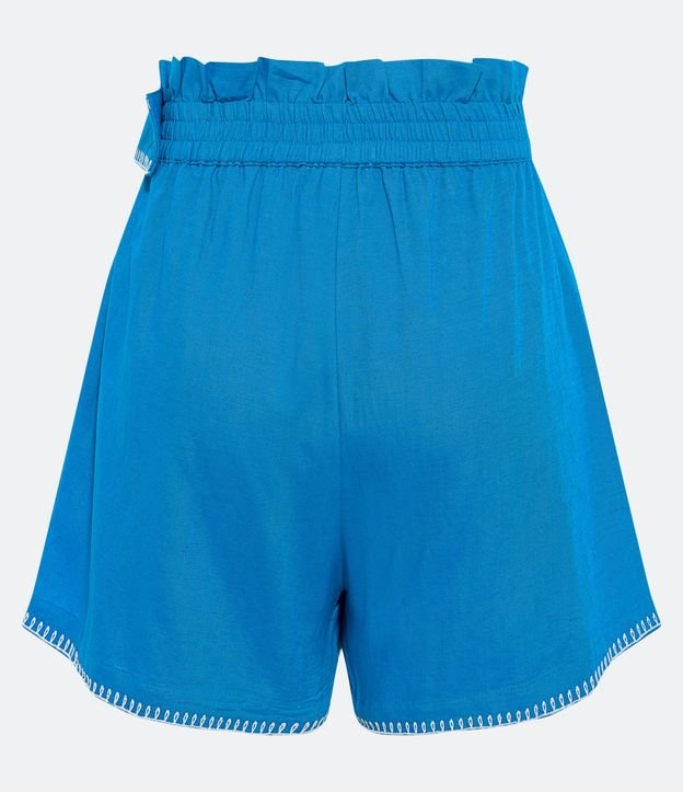 Short Holgado en Lino con Pespunte Contrastante y Cinturón 2