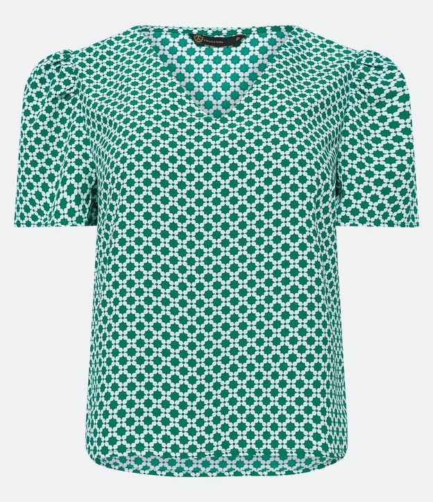 Blusa Manga Corta en Crepé con Estampa Floral Grid