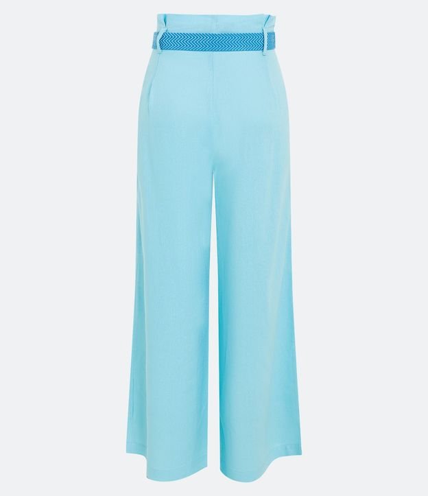 Pantalón Pantalona en Lino con Cinturón Bordado 6