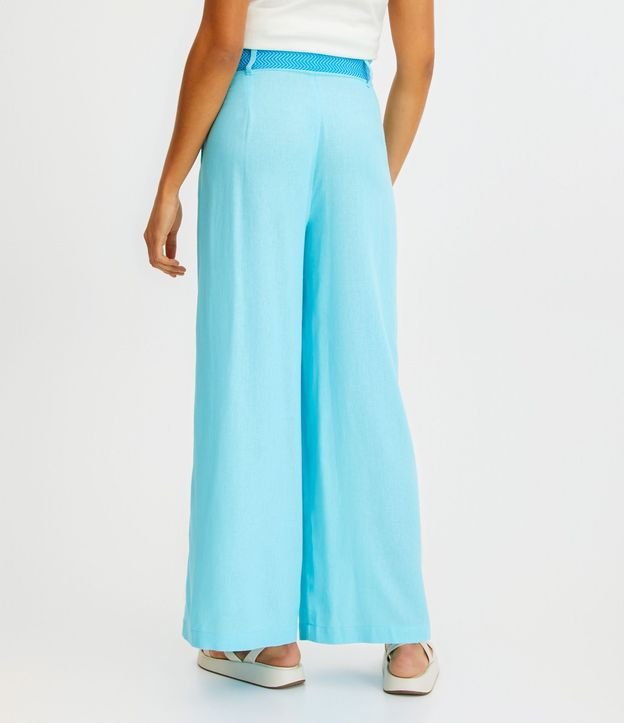 Pantalón Pantalona en Lino con Cinturón Bordado 3
