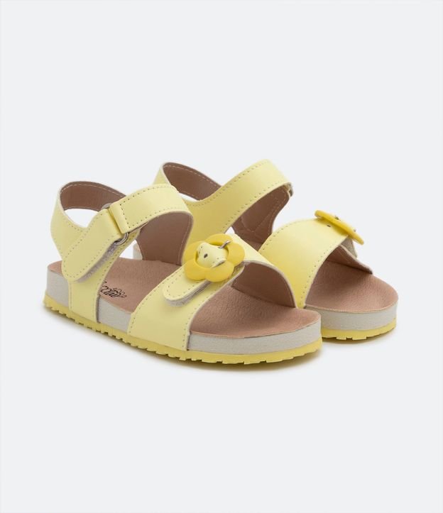 Sandalia Infantil en PU con Velcro y Hebilla de Flor - Talle 20 al 27