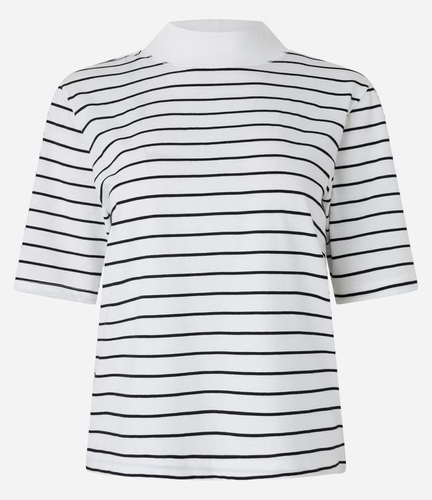 Blusa Básica con Cuello Alto y Estampa de Rayas 9
