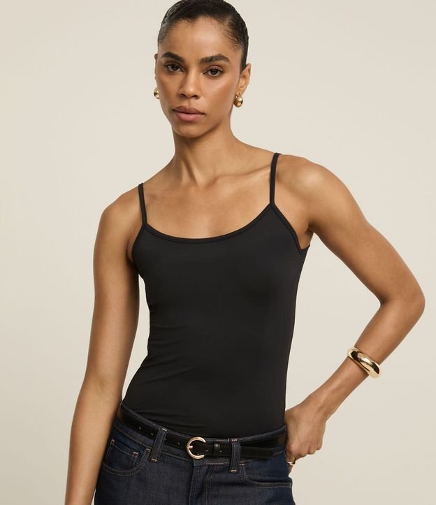 Blusa Musculosa Básica en Poliamida con Breteles Finos