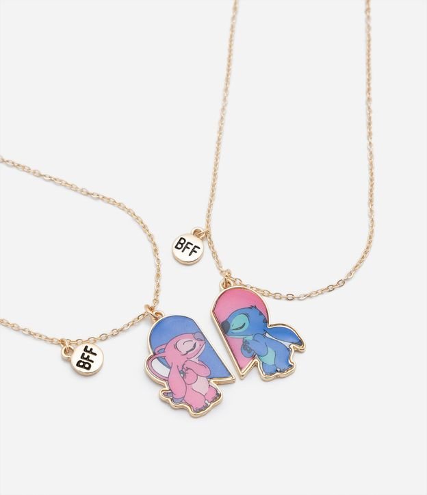 Kit 02 Collares Infantiles Mejores Amigas con Colgante Stitch y Angel