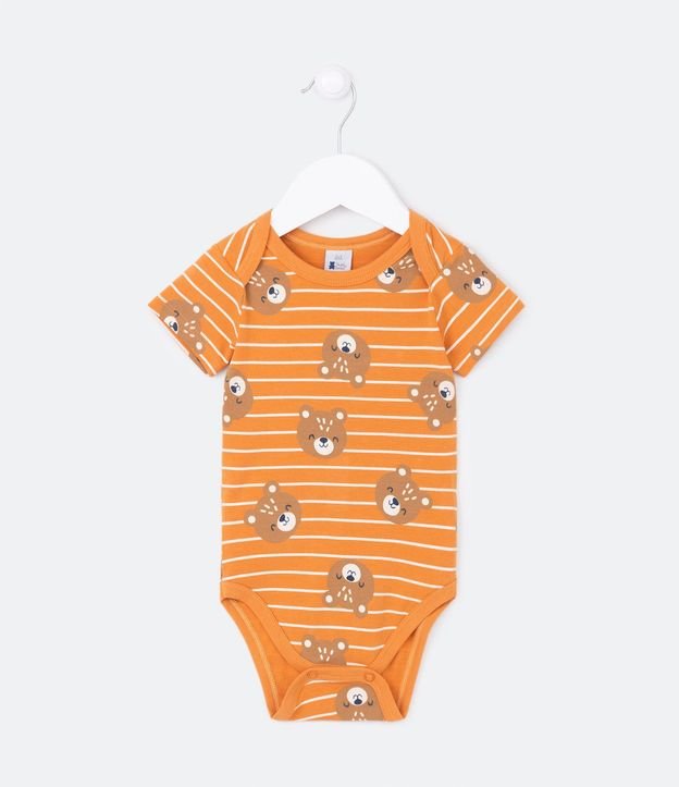 Body Infantil con Estampado de Ositos y Rayas - Talle 0 a 18 Meses 2