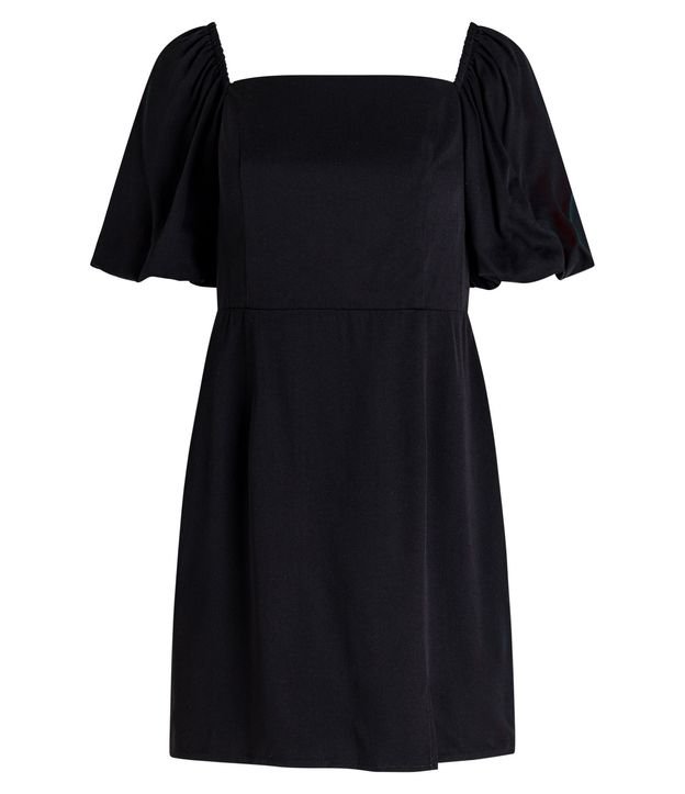 Vestido Corto en Viscosa con Manga Abullonada y Abertura en el Bajo 6