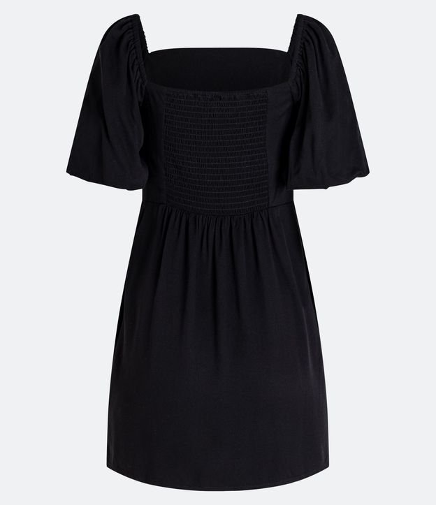 Vestido Corto en Viscosa con Manga Abullonada y Abertura en el Bajo 7