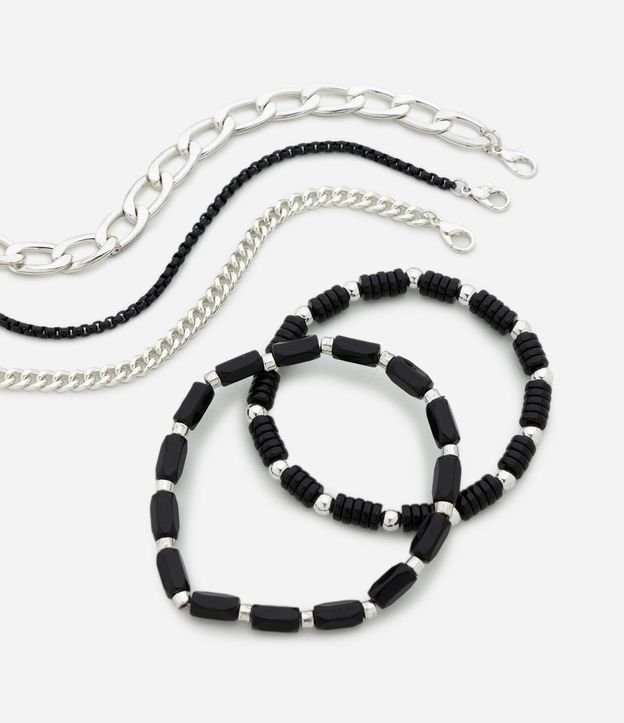 Kit 05 Pulseras con Cadenas Abalorios y Piedras 5