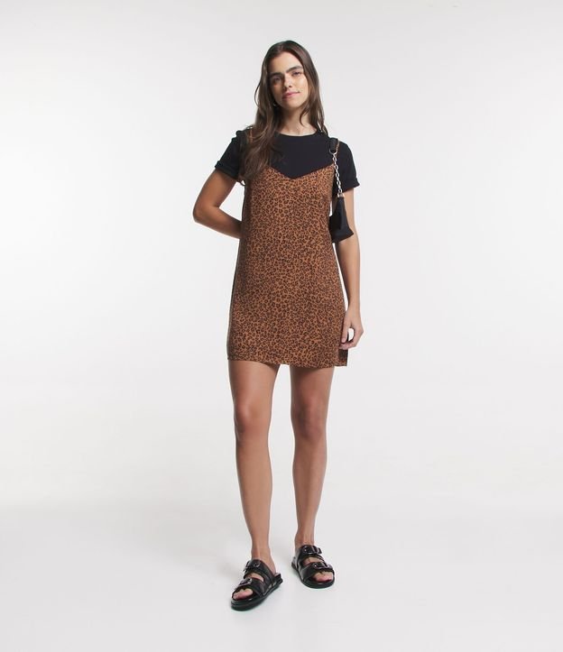 Vestido Corto en Viscosa Estampada Animal Print 2