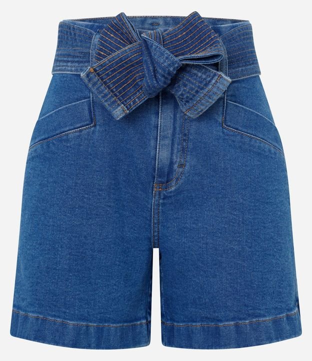 Short Cintura Alta en Jeans con Cinturón de Tela Pespuntado 5