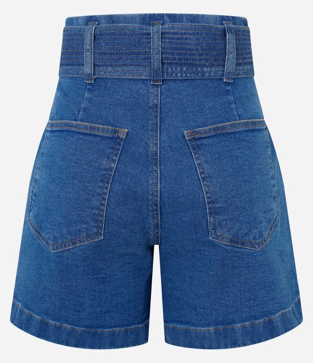 Short Cintura Alta en Jeans con Cinturón de Tela Pespuntado 6